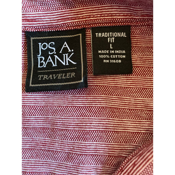 Jos A Bank men’s traveler polo shirt large red shirt stripes short sleeve golf - Picture 3 of 6